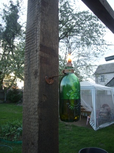 glass bottle torch lamp