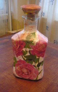 rosebud bottle decoupage