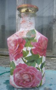 rosebud bottle decoupage